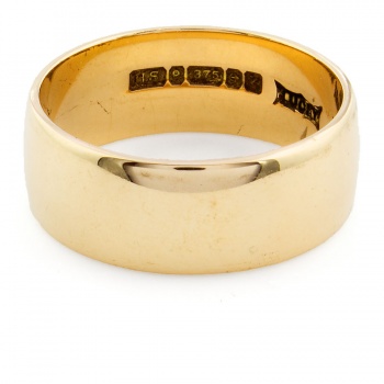 9ct Gold 7mm D-Shape Wedding Ring Size M